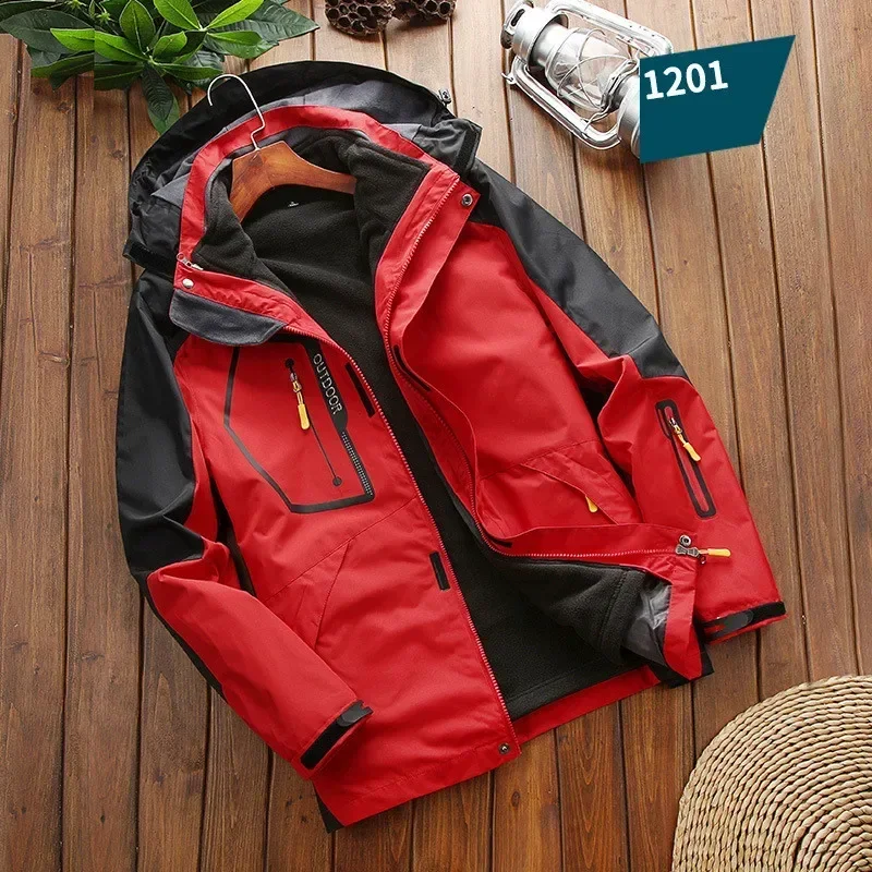 Waterproof Men's 2 In 1 Jacket - Softshell Fleece Hiking - Image 16