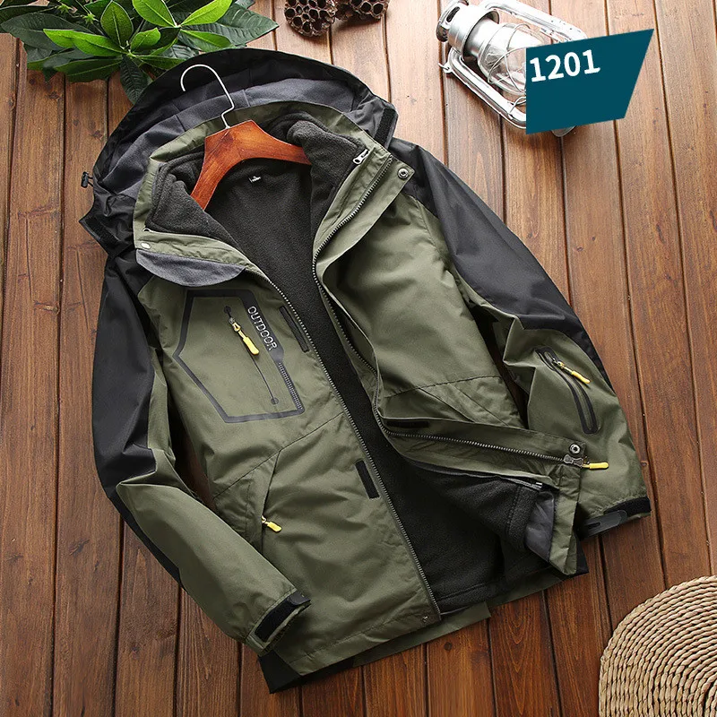 Waterproof Men's 2 In 1 Jacket - Softshell Fleece Hiking - Image 3