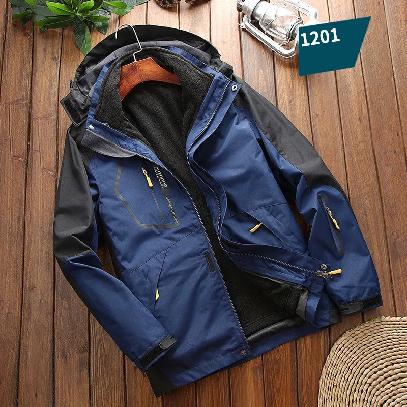 Waterproof Men's 2 In 1 Jacket - Softshell Fleece Hiking - Image 5