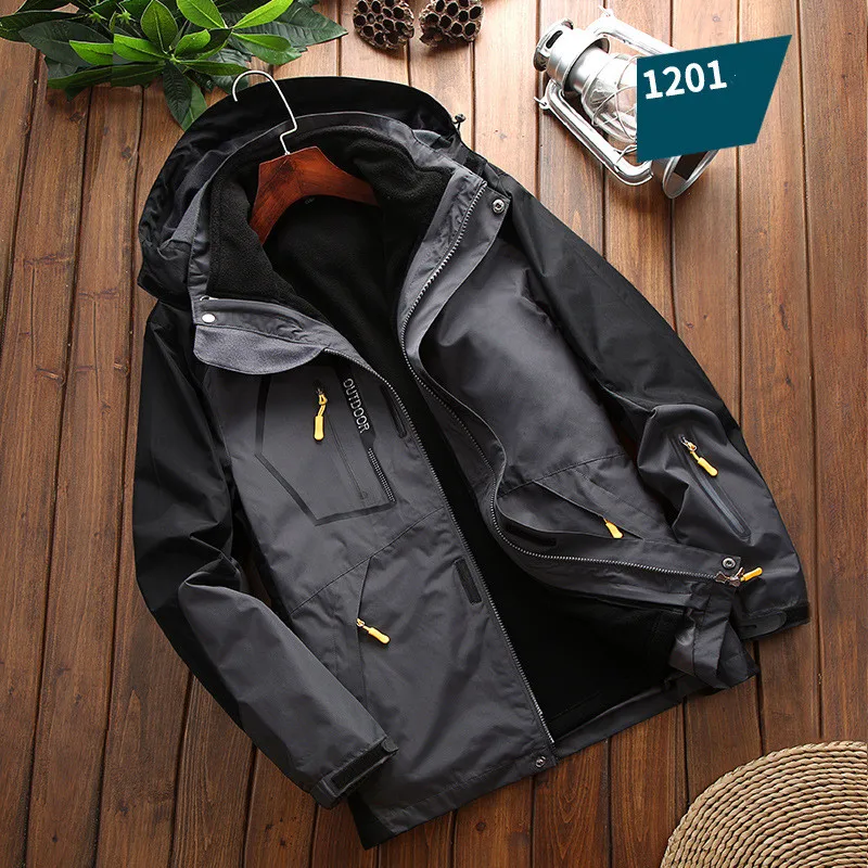 Waterproof Men's 2 In 1 Jacket - Softshell Fleece Hiking - Image 8