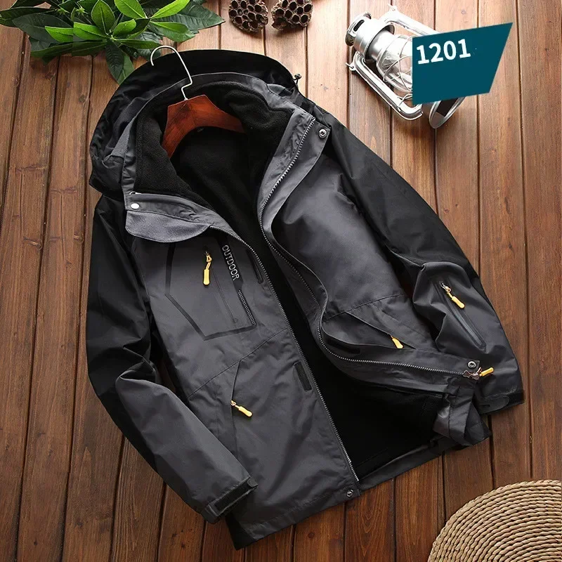 Waterproof Men's 2 In 1 Jacket - Softshell Fleece Hiking - Image 9
