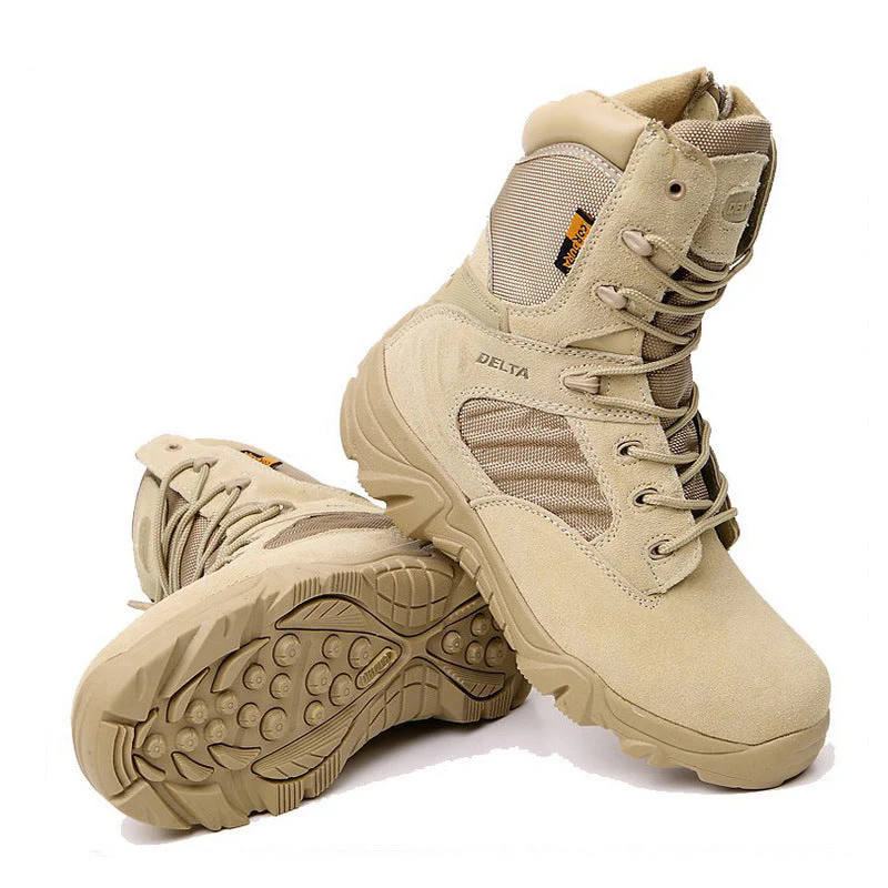 Waterproof Men's High-Top Military Boots - Lace-Up PU Field - Image 2