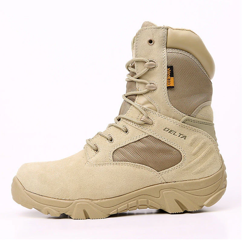 Waterproof Men's High-Top Military Boots - Lace-Up PU Field - Image 3