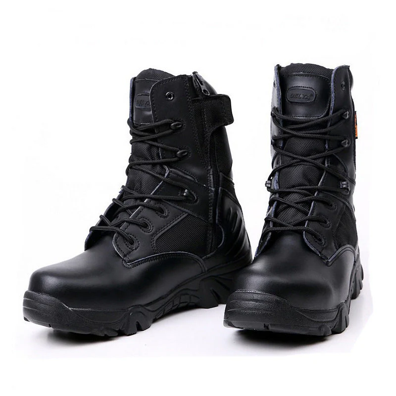 Waterproof Men's High-Top Military Boots - Lace-Up PU Field - Image 5