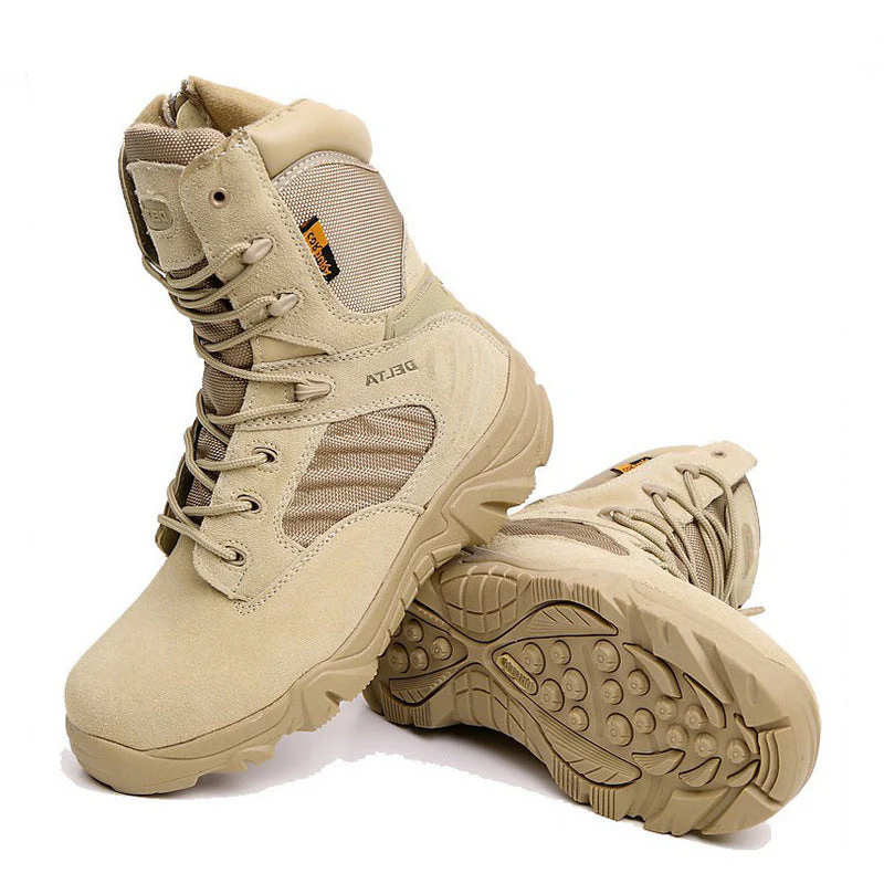 Waterproof Men's High-Top Military Boots - Lace-Up PU Field - Image 6