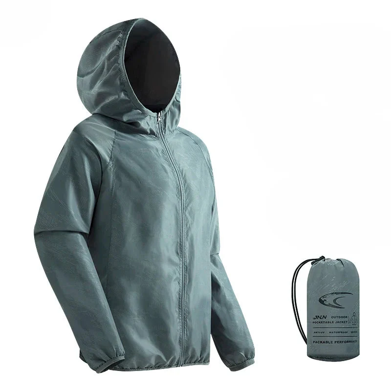Waterproof Men's Hiking Jacket - Hooded Quick Dry, Polyester