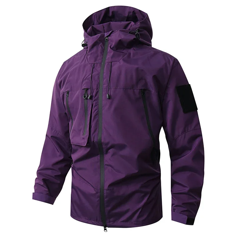 Waterproof Men's Hiking Jacket - Oversized Hooded Polyester - Image 15