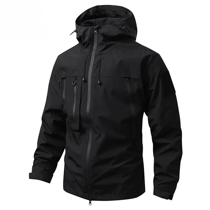 Waterproof Men's Hiking Jacket - Oversized Hooded Polyester - Image 17