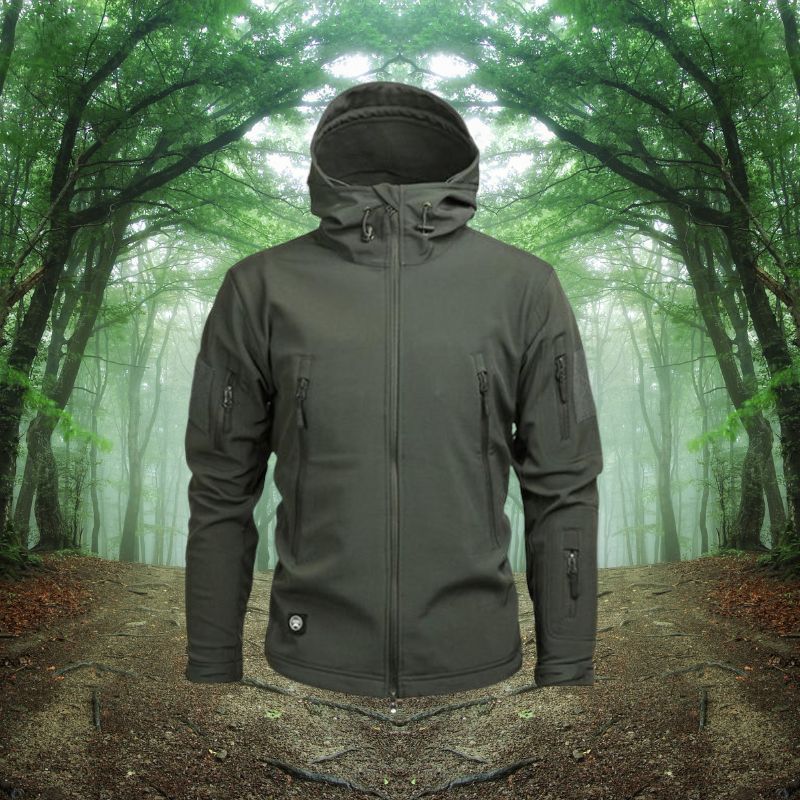 Waterproof Men's Outdoor Jacket - Military Cut, Poly Blend - Image 6