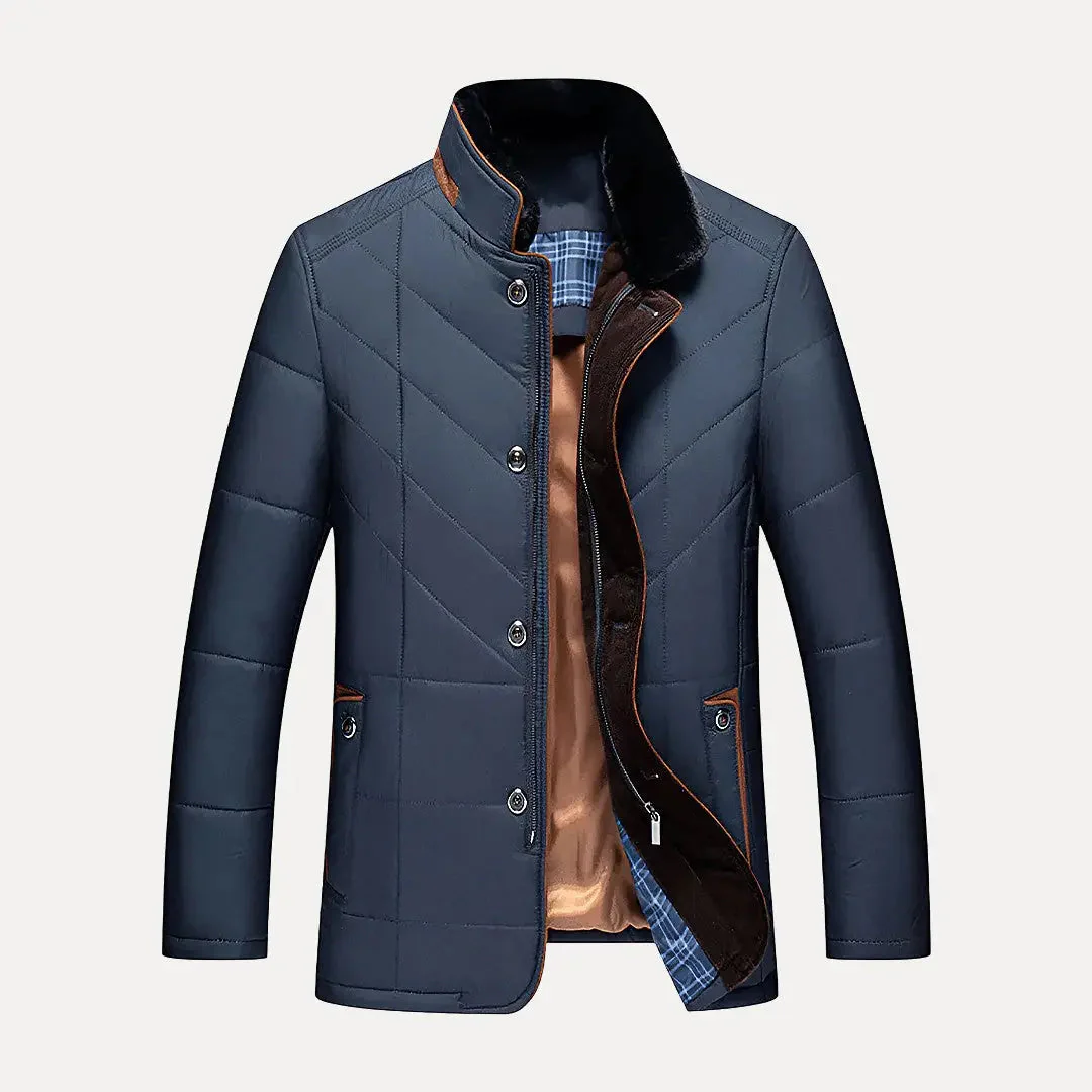 Waterproof Men's Padded Jacket - Hip Length, Recycled Poly
