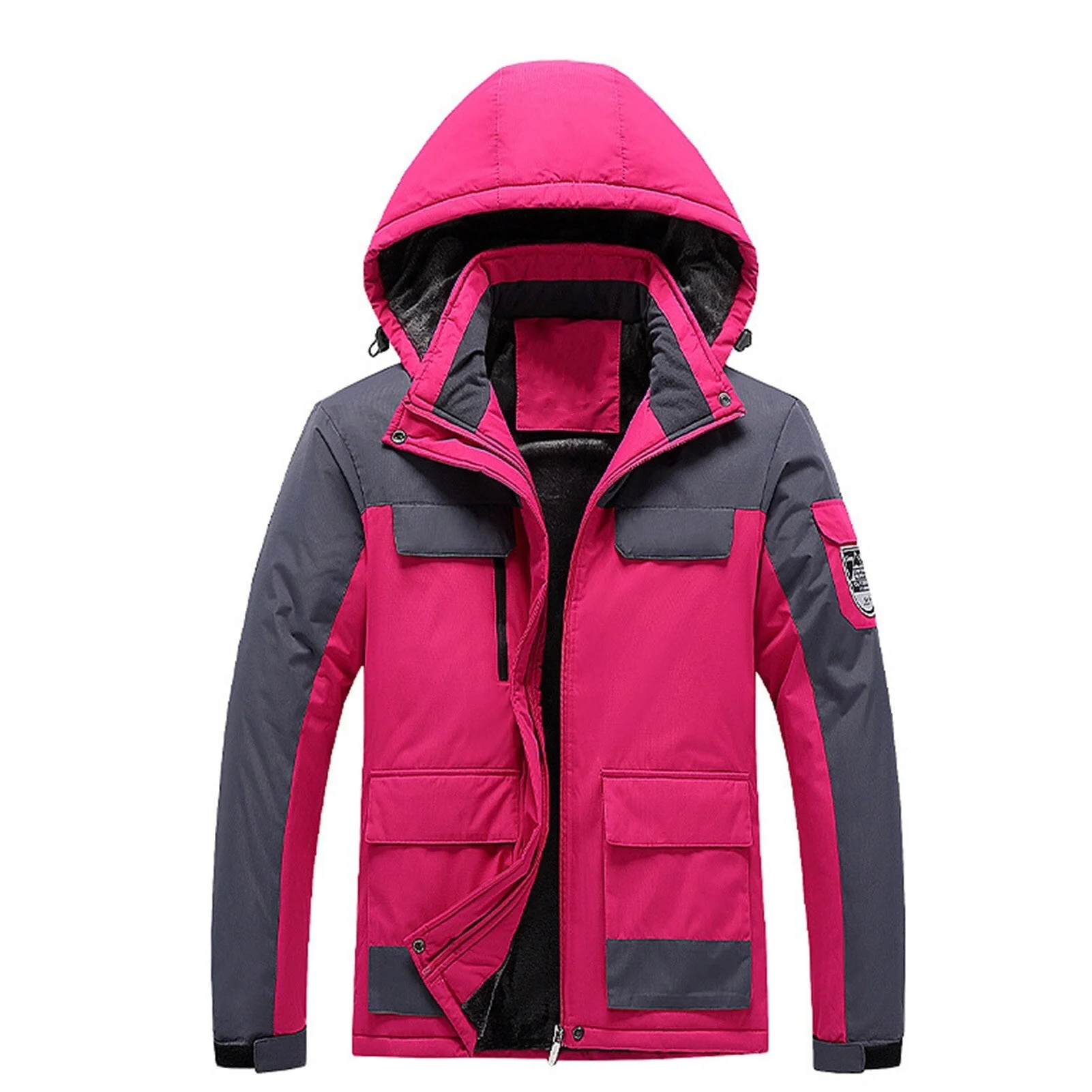 Waterproof Men's Rain Jacket - Hooded Colorblock, Packable - Image 15