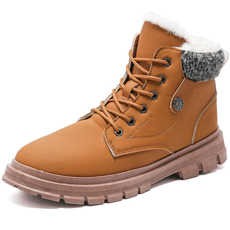 Waterproof Men's Short Boots - Lace Up PU, Insulated - Image 6