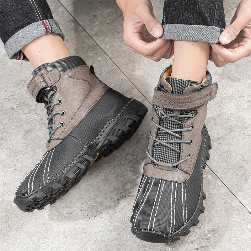 Waterproof Men's Snow Boots - Mid Tube Lace Up, Microfiber - Image 2