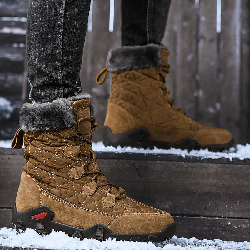 Waterproof Men's Snow Boots - Quilted Pigskin Ankle, Lined - Image 3