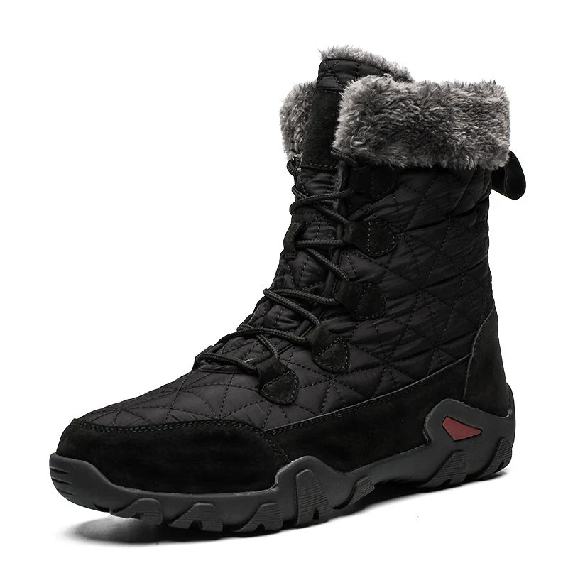 Waterproof Men's Snow Boots - Quilted Pigskin Ankle, Lined - Image 4