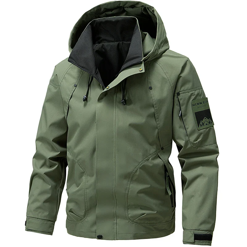 Waterproof Relaxed Men's Jacket - Hooded Polyester, Camping - Image 3