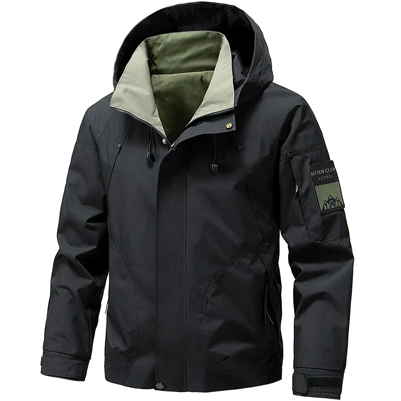 Waterproof Relaxed Men's Jacket - Hooded Polyester, Camping - Image 4