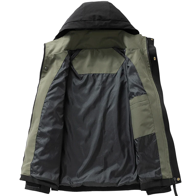 Waterproof Relaxed Men's Jacket - Hooded Polyester, Camping - Image 6