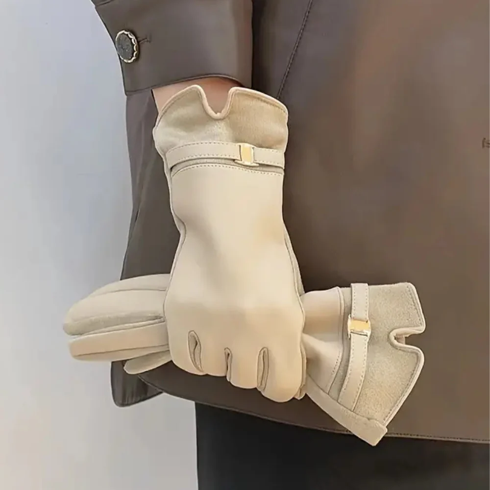 Waterproof Women’s Gloves - Slim Faux Leather, Lined - Image 5