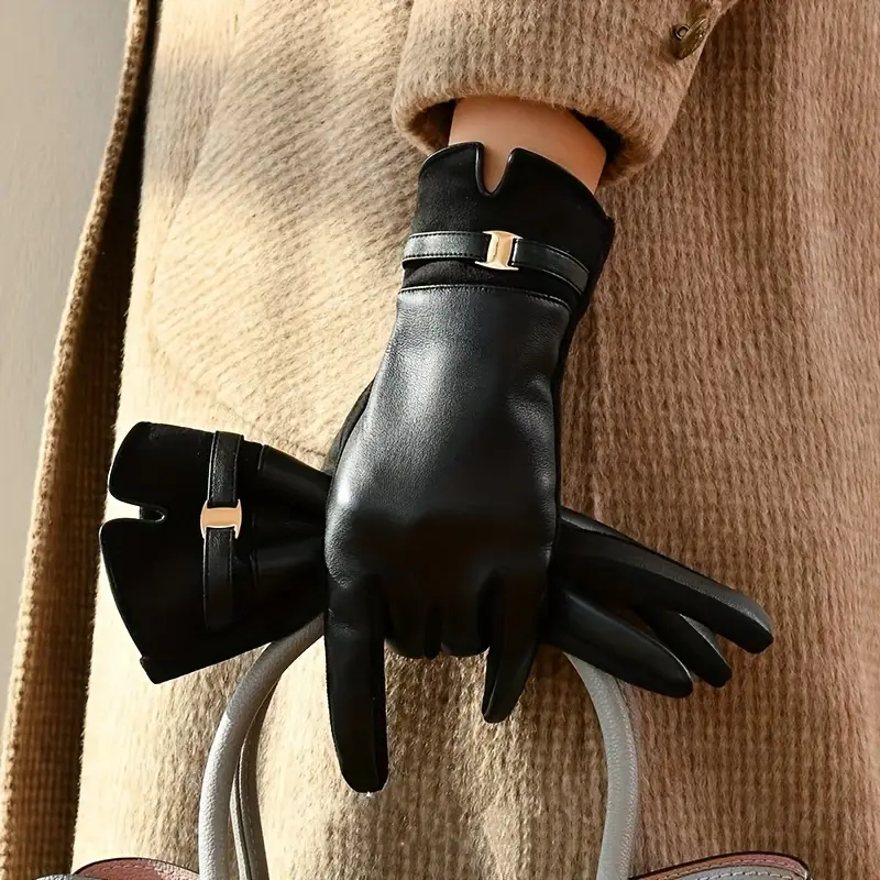 Waterproof Women’s Gloves - Slim Faux Leather, Lined - Image 6