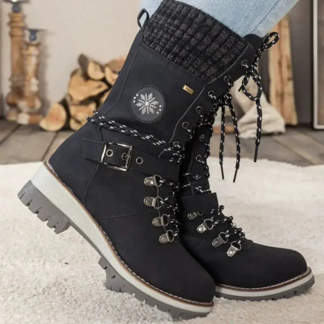 Waterproof Women’s Snow Boots - Lace-Up Shaft, Knit Cuff