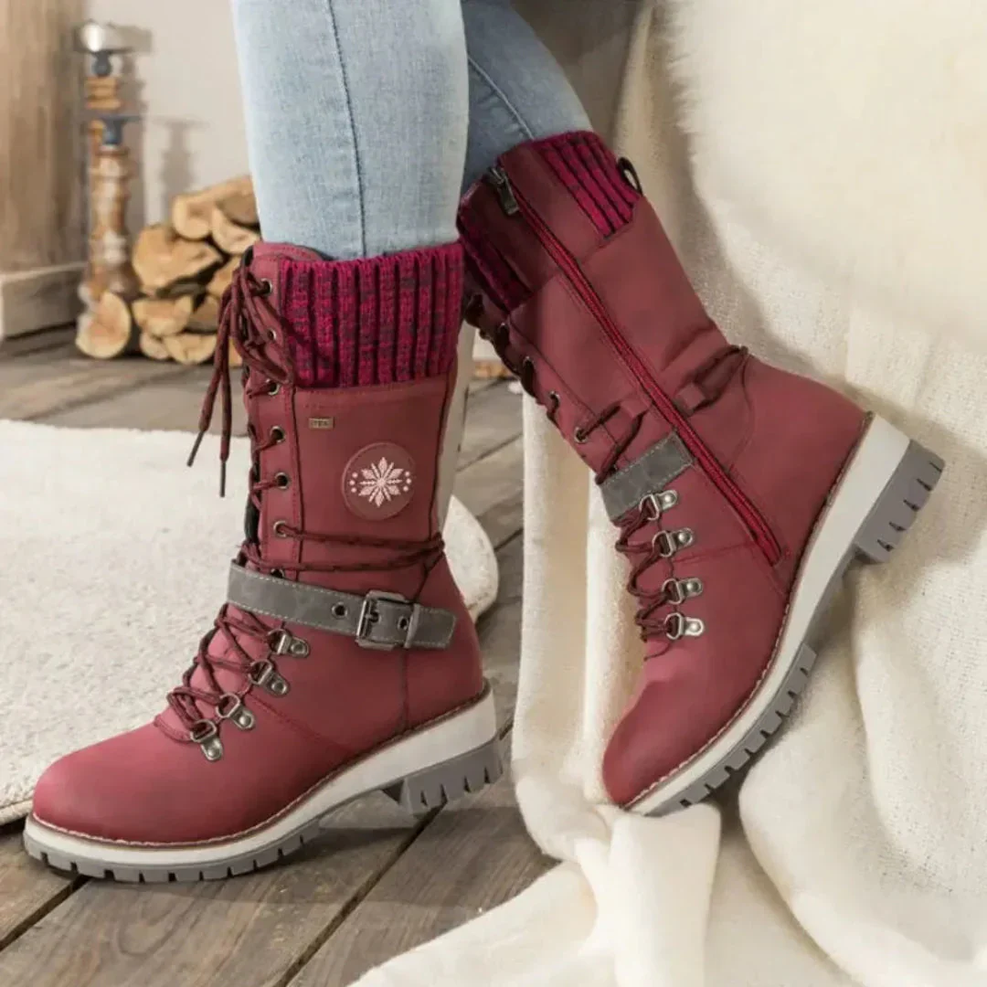 Waterproof Women’s Snow Boots - Lace-Up Shaft, Knit Cuff - Image 7