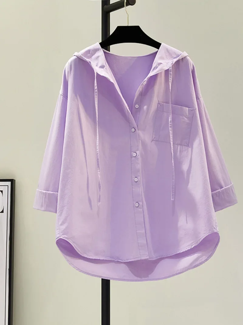 Women's Blouse in Soft Cotton with Hood, Casual Relaxed Fit for Everyday Comfort and Style - Image 10