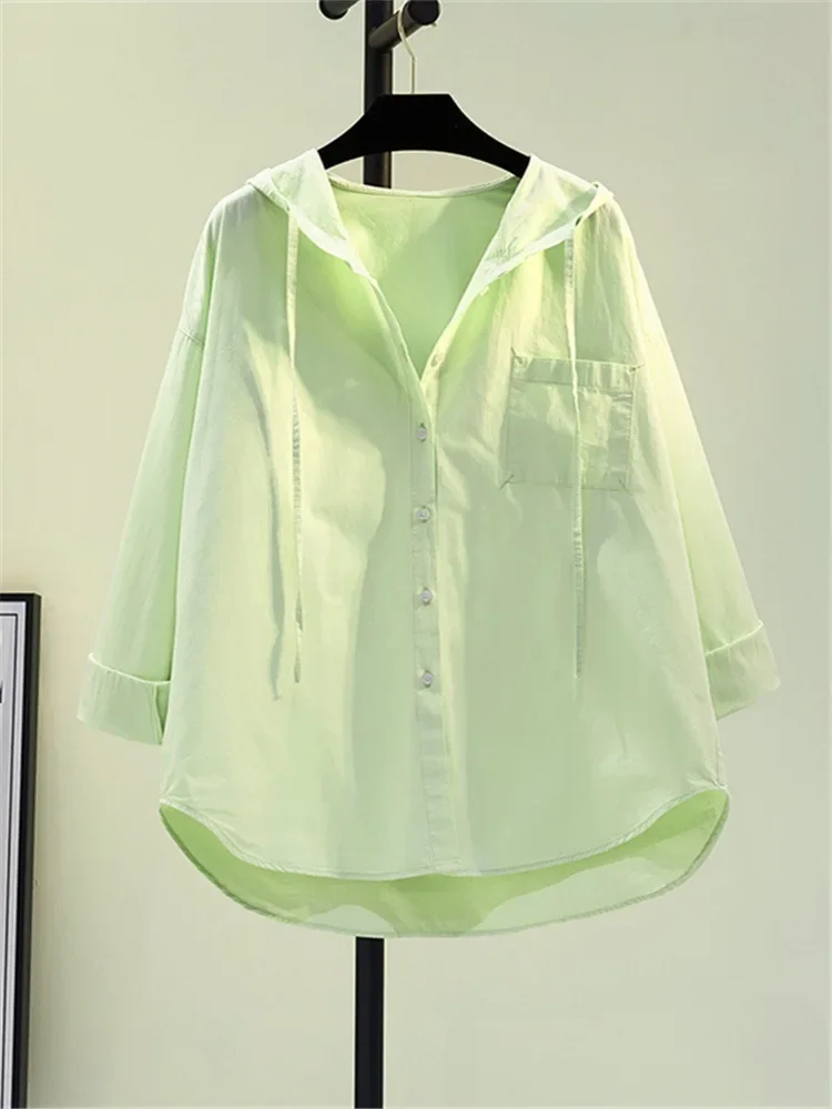 Women's Blouse in Soft Cotton with Hood, Casual Relaxed Fit for Everyday Comfort and Style - Image 11