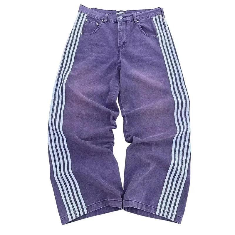 Wide Leg Jeans with Embroidered Cross Design, Unisex Y2K Style, Comfortable Baggy Fit, Sizes S to 3XL - Image 5