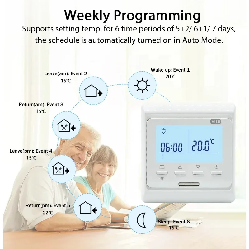 WiFi Thermostat For Floor Heating Programmable Smart Controller With App Remote Alexa Google Assistant 2025 - Image 2