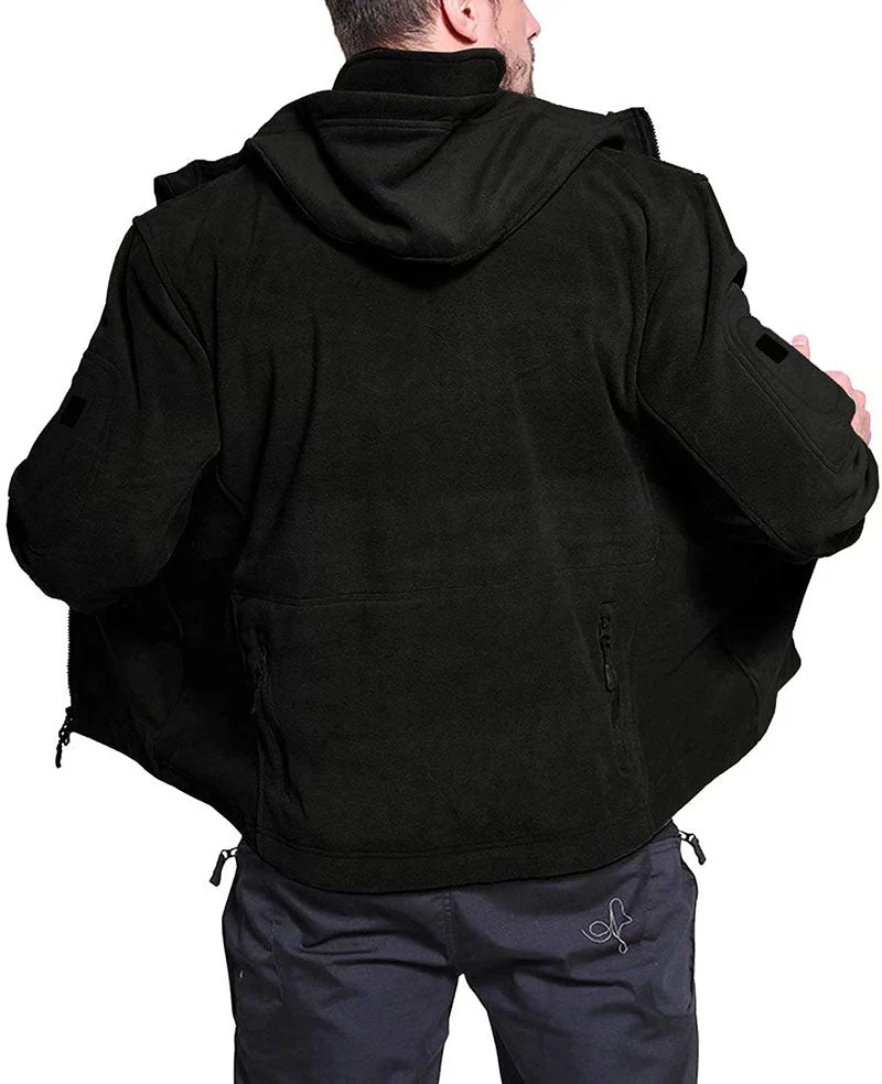 Windproof Men's Fleece Jacket - Hooded Insulating Hiking - Image 3