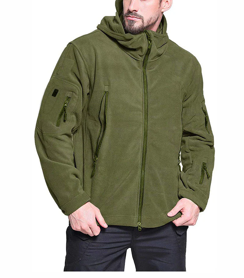 Windproof Men's Fleece Jacket - Hooded Insulating Hiking - Image 5