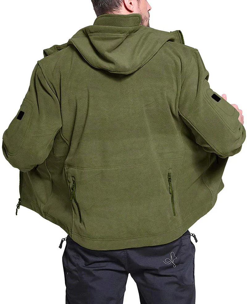 Windproof Men's Fleece Jacket - Hooded Insulating Hiking - Image 7