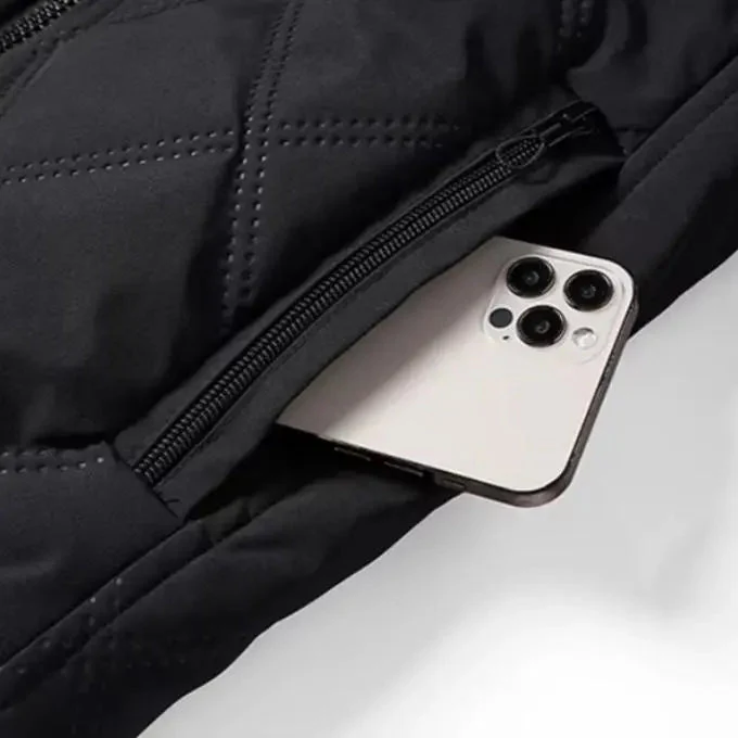 Windproof Men’s Jacket - Quilted Bomber Fleece Lined Hiking - Image 6