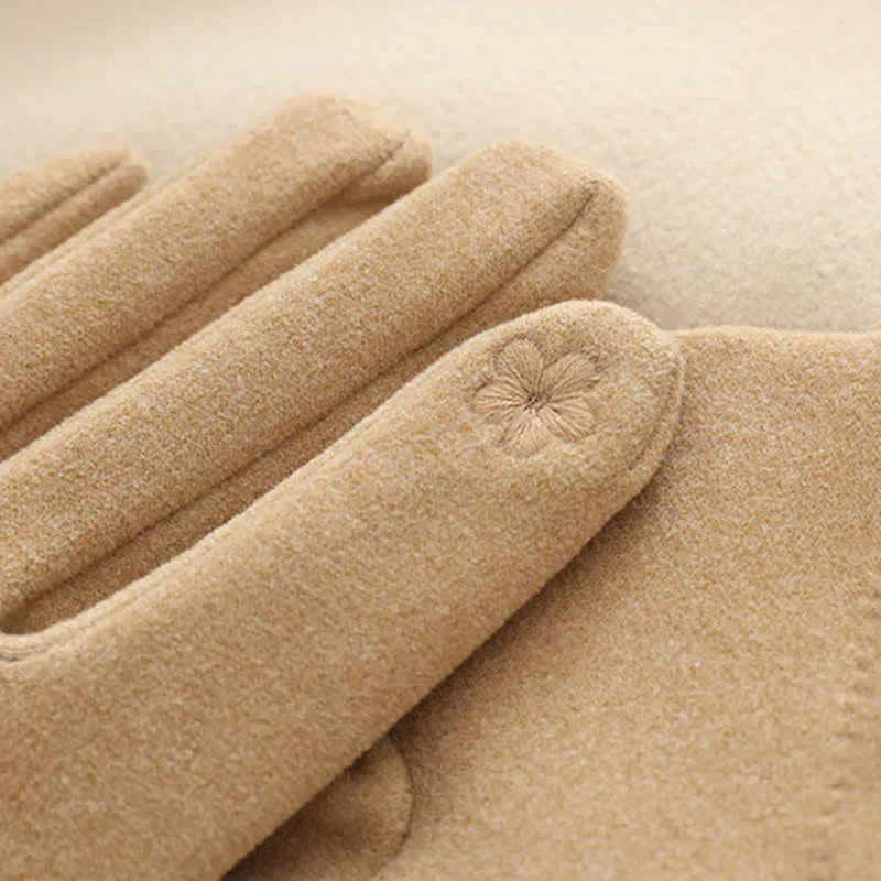 Windproof Women’s Buckle Gloves - Refined Wool Blend, City - Image 4