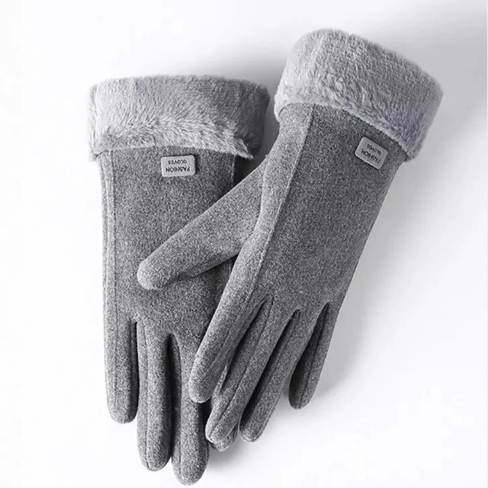 Windproof Women’s Plush Gloves - Slim Tailored, Suede - Image 5