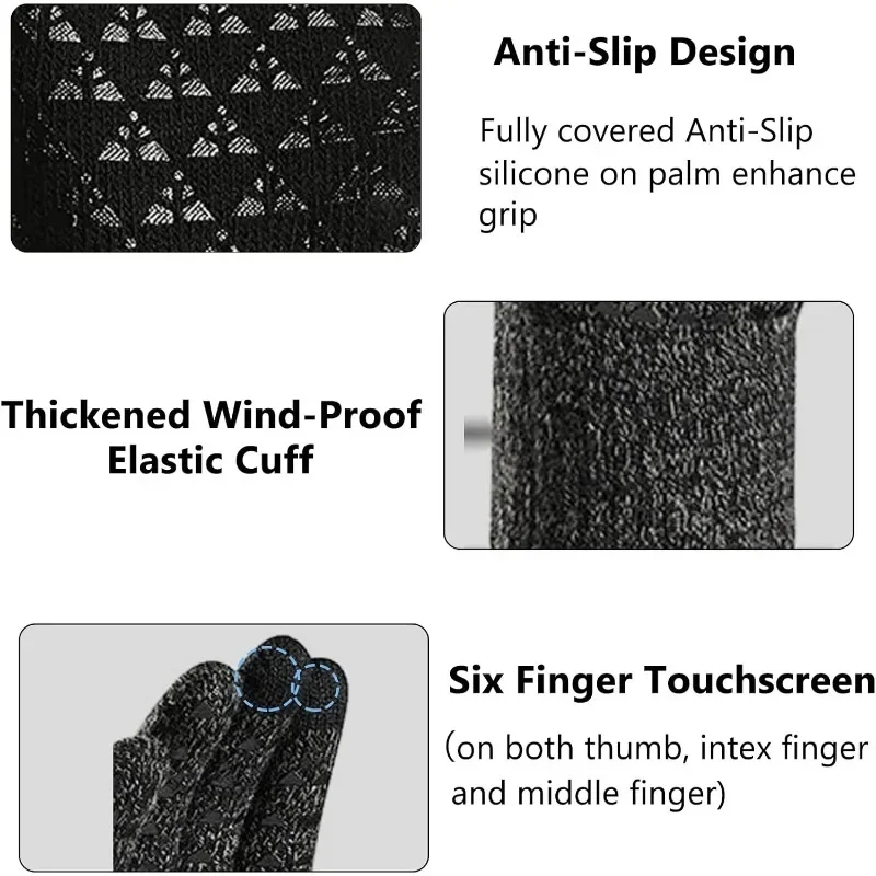 Winter Gloves Thermal Knit Touchscreen Outdoor Running Cycling Driving 2026 Winter Essentials Gift - Image 4