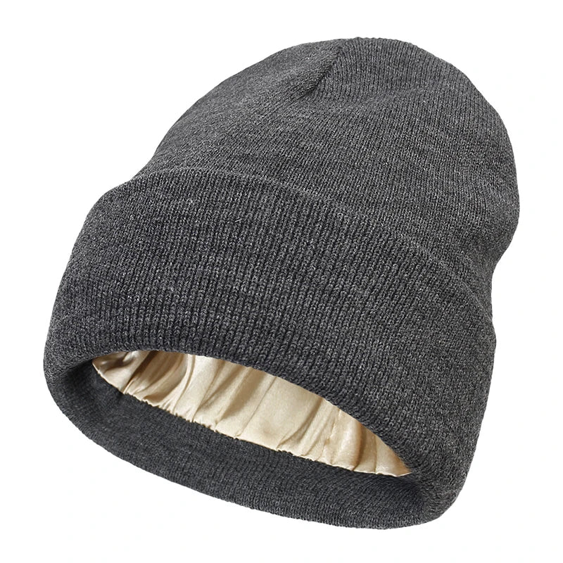 Winter Knit Beanies Womens Satin Lined Beanie Cap - Thick Chunky Soft Skull Hat for Winter - Image 4