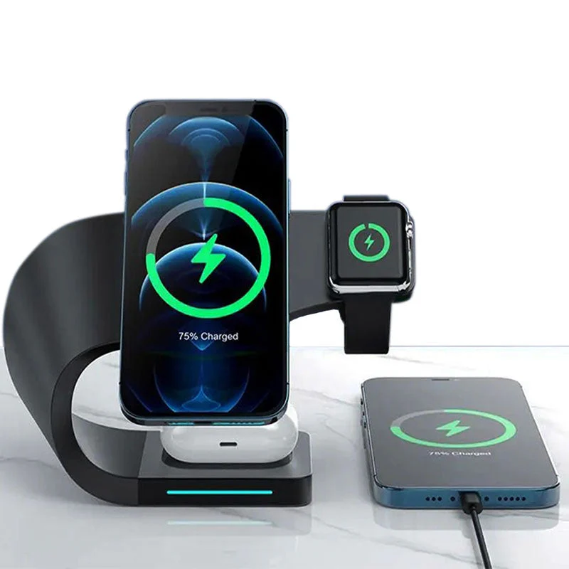 Wireless Charging Station 4 In 1 MagSafe Black Minimalist - Image 3