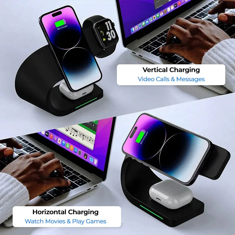 Wireless Charging Station 4 In 1 MagSafe Black Minimalist - Image 5