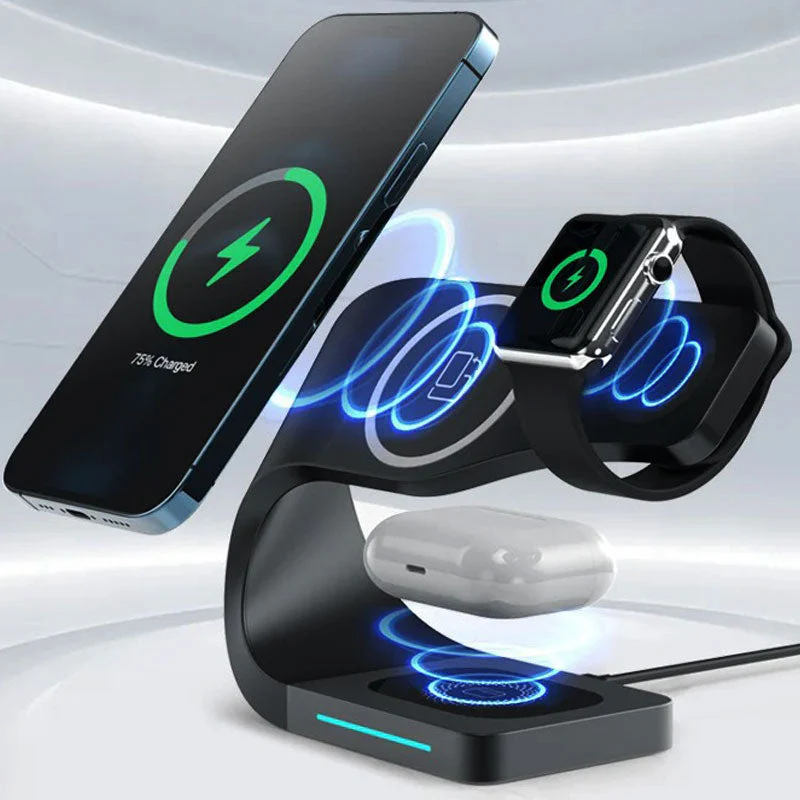 Wireless Charging Station 4 In 1 MagSafe Black Minimalist - Image 7