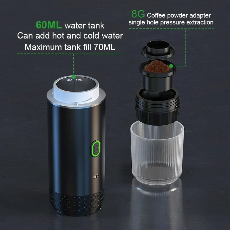 Portable Espresso Machine Wireless 3 In 1 Travel Car Camp - Image 5