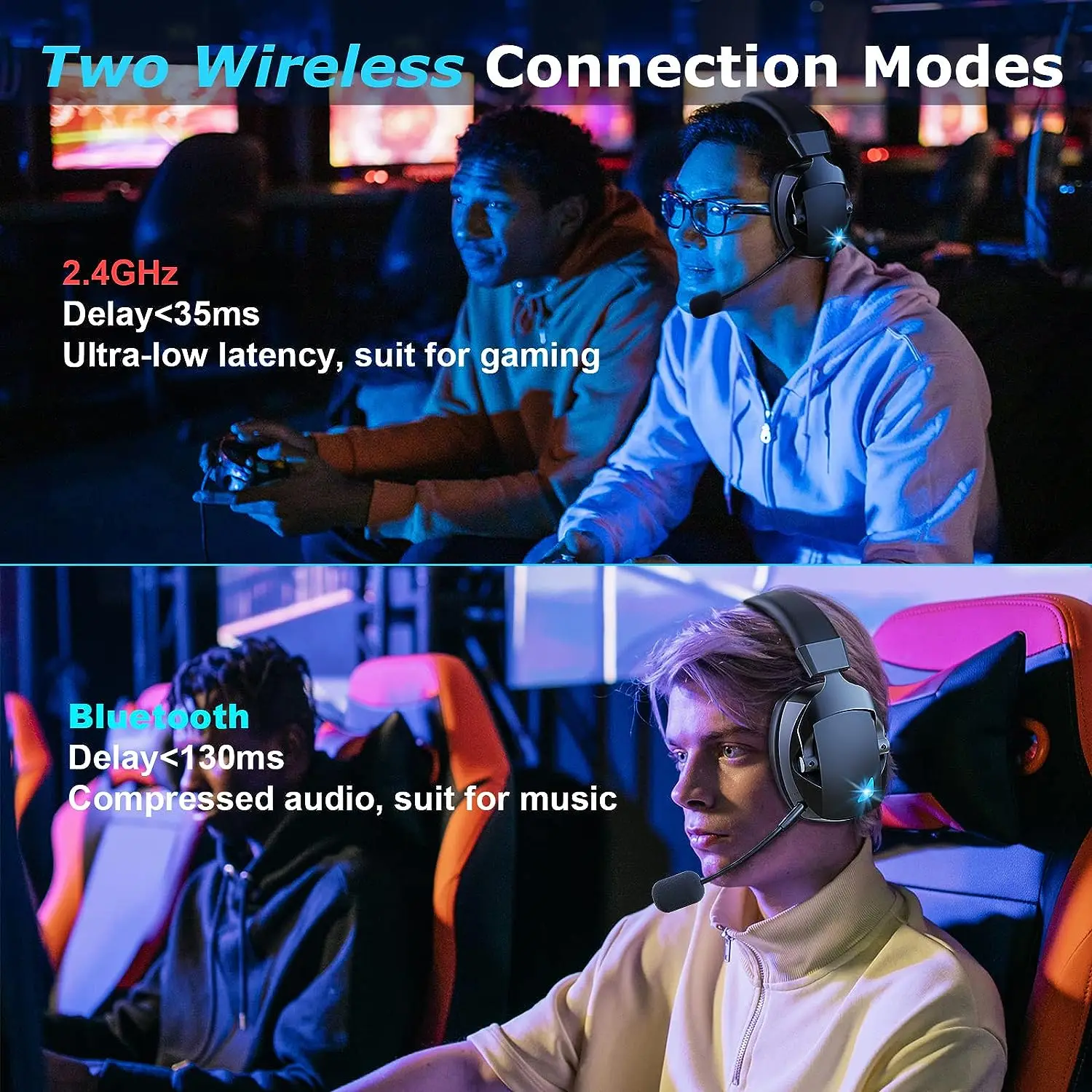Wireless Gaming Headset Detachable Mic Multi Mode Comfort - Image 3