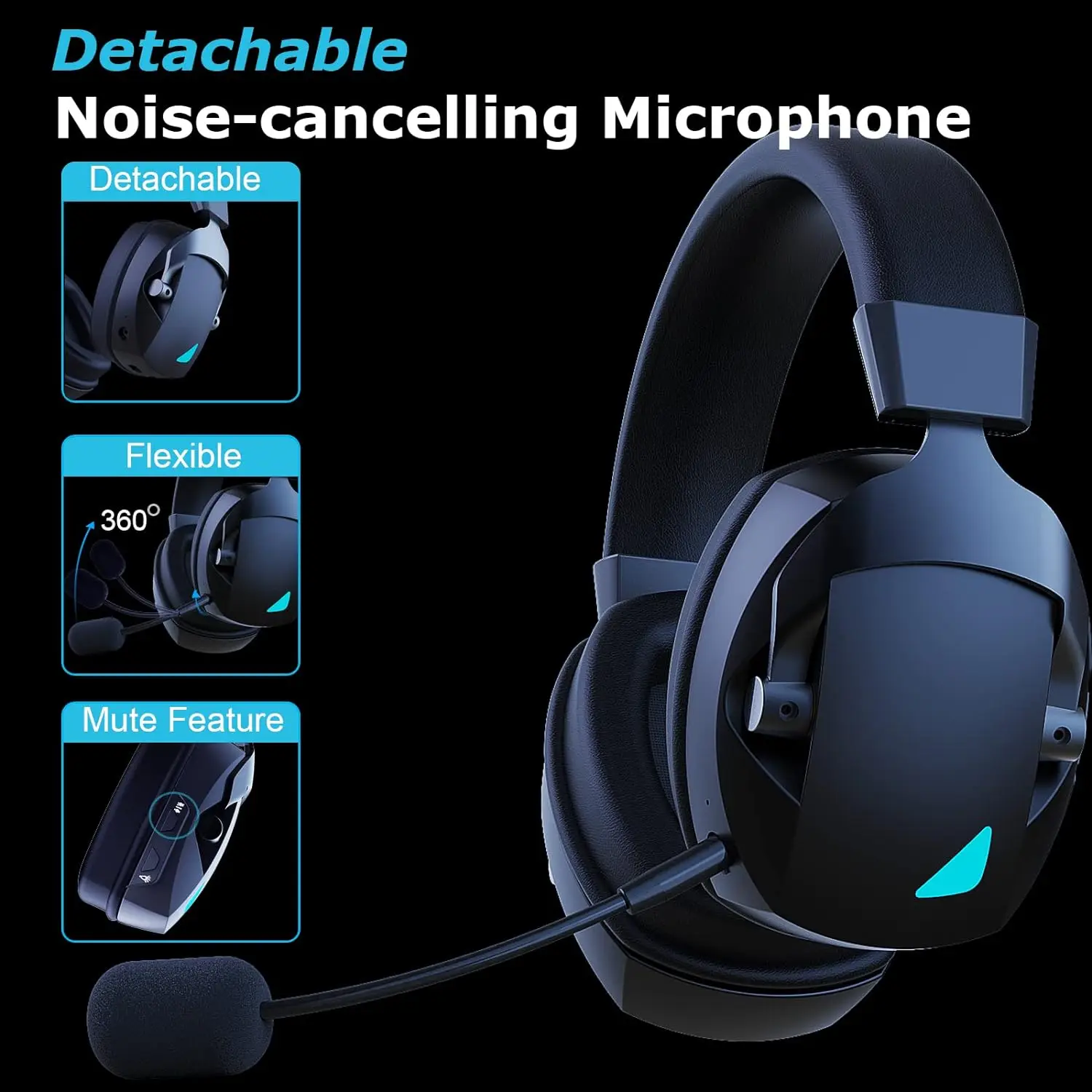 Wireless Gaming Headset Detachable Mic Multi Mode Comfort - Image 5