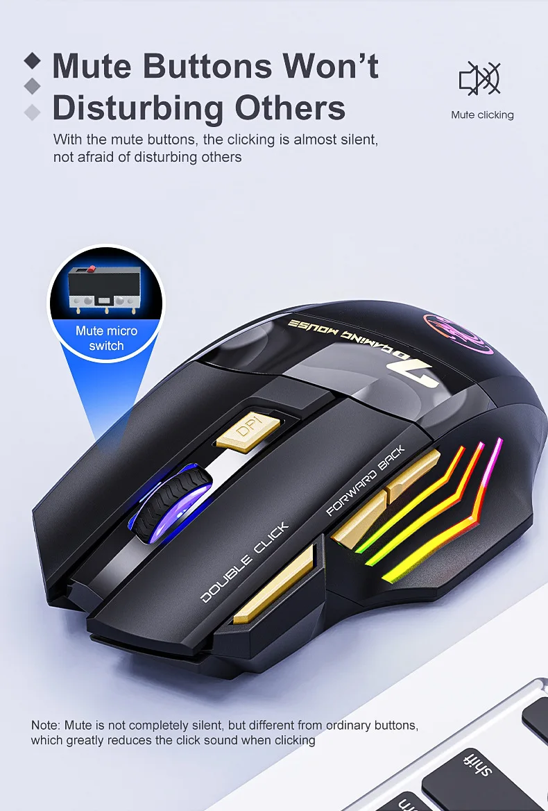 Wireless Gaming Mouse 3200DPI Dual Mode Rechargeable - Image 12