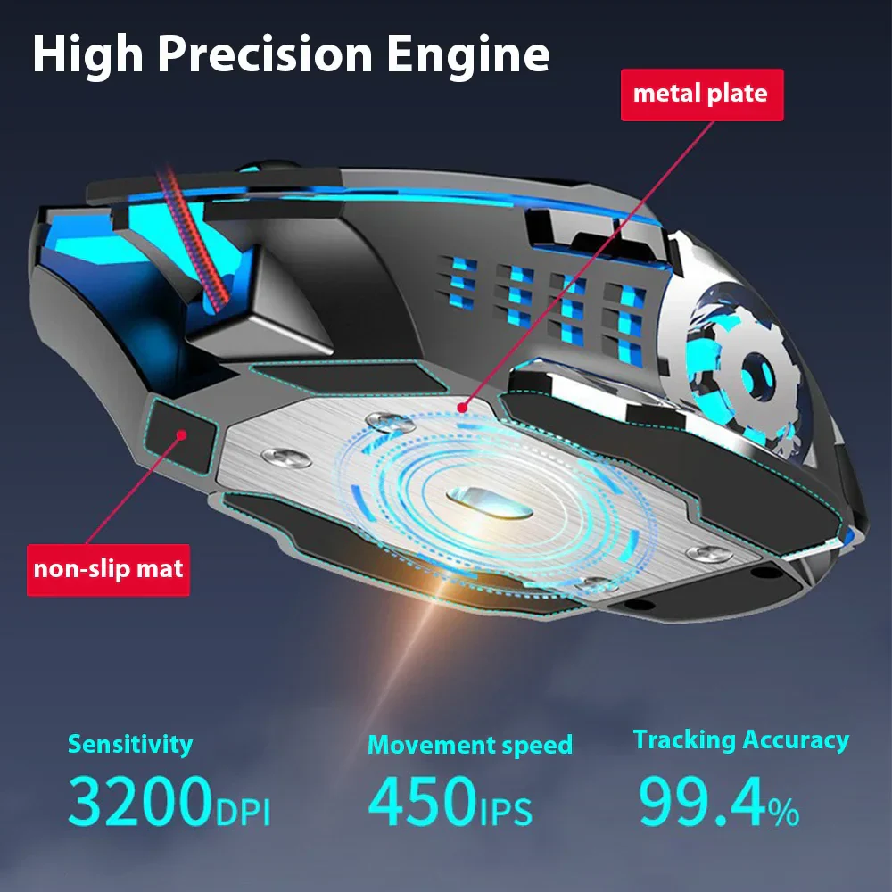 Wireless Gaming Mouse Rechargeable Silent RGB Backlight - Image 6