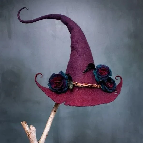 Witch Hat Felt Merino Handmade Halloween 2025 Costume - Image 3