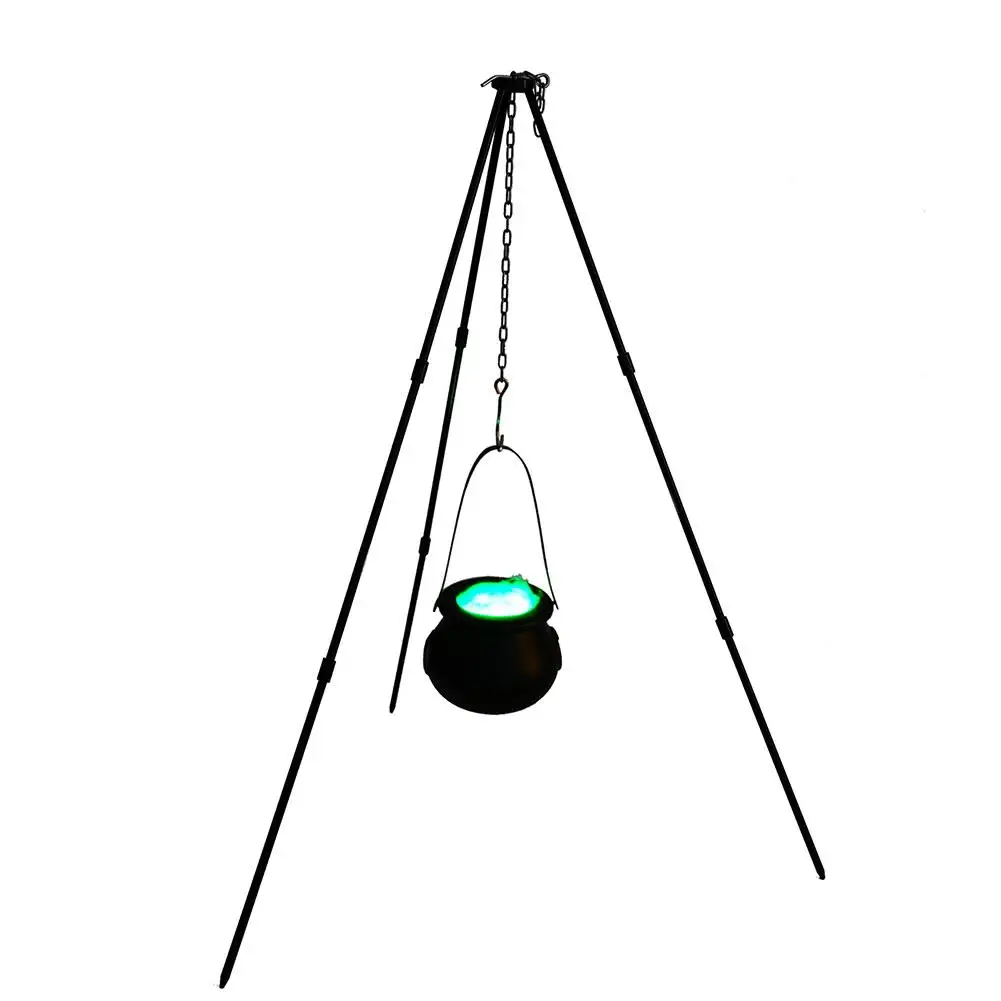 Witches Cauldron Large Tripod Cauldron With Green LED String Light Outdoor Halloween 2025 Spooky Party Decor - Image 7