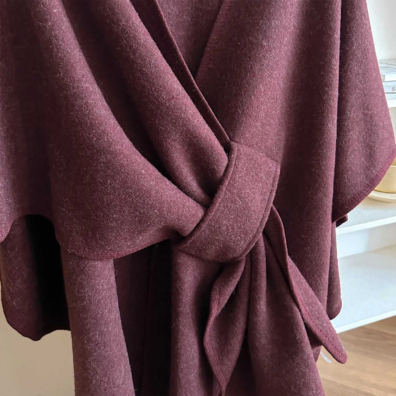 Warm Womens Poncho - Draped Cape Knot, Cashmere Pashmina - Image 15