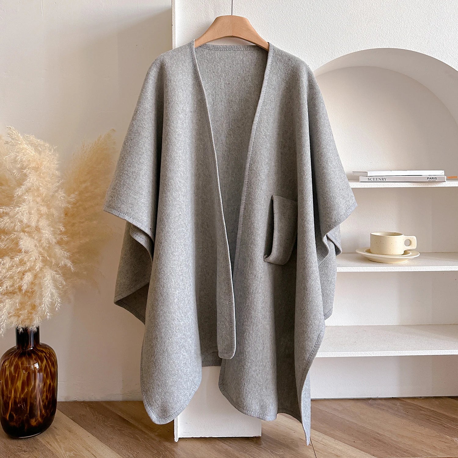 Warm Womens Poncho - Draped Cape Knot, Cashmere Pashmina - Image 19